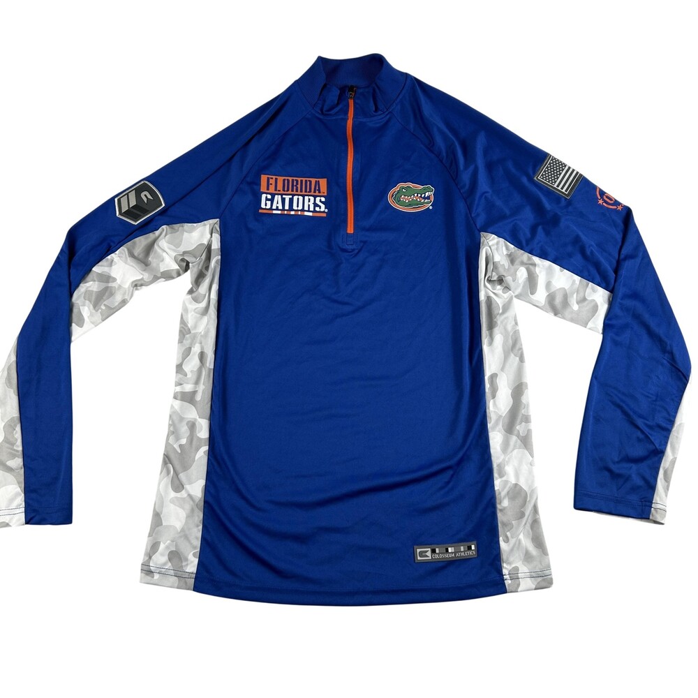 Florida Gators Shirt Mens Medium Blue NCAA Football Colosseum Quarter Zip Camo
